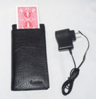 Black Leather Electronic Change Card Wallet Poker Cheat Device / Poker Card Analyzer